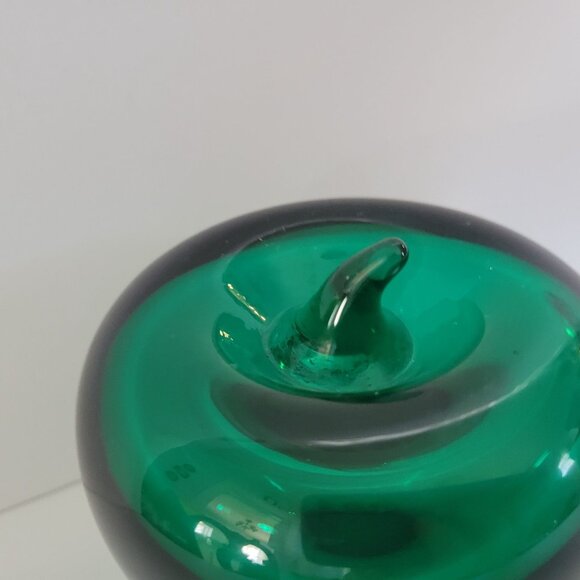 Green & Blue Glass Apple Paperweights Office Accent Handcrafted Glass 3.5" Tall - Picture 7 of 10